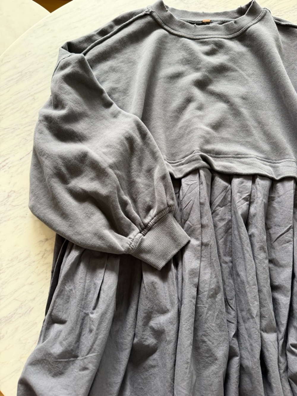 Free People Charcoal Pleated Sweatshirt Mini Dress - Picture 7 of 12